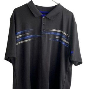 Fila Sport Mens Polo Shirt Sz XL Polyester Spandex Black Blue Design